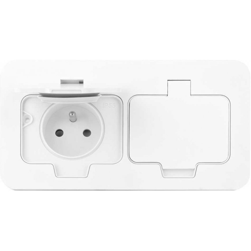 Orno Hermetic double electrical socket, rectangular, IP55, 2x2P+Z (French), white