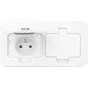 Orno hermetiline kahekordne elektripistik, ristkülikuline, IP55, 2x2P+Z (prantsuse), valge