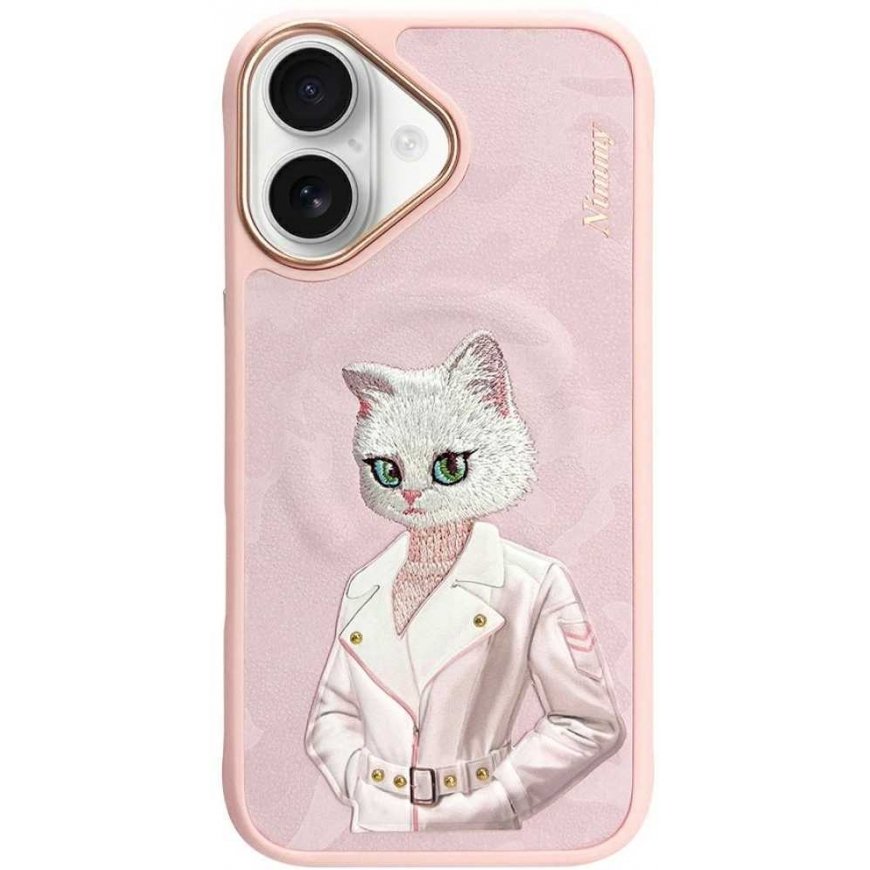 Dėklas Nimmy Magnetic fashion cute pet MagSafe do iPhone 16 rožinė
