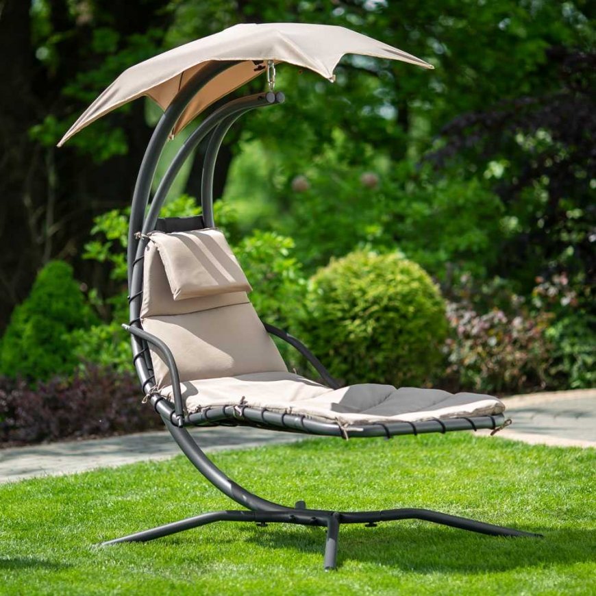 Albert taupe PATIO hanging bed with canopy