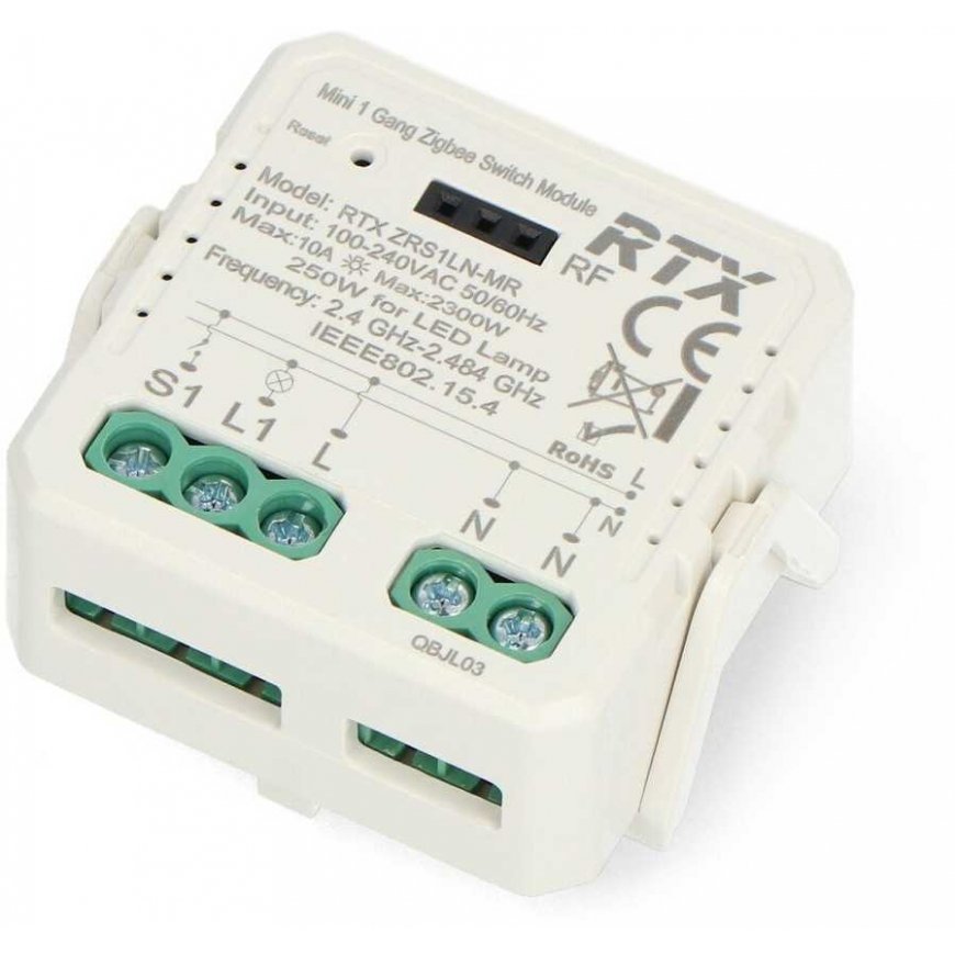 Tuya – vieno kanavan mini relä 10A – ZigBee – Android / iOS sovellus – RTX ZRS1LN-MR