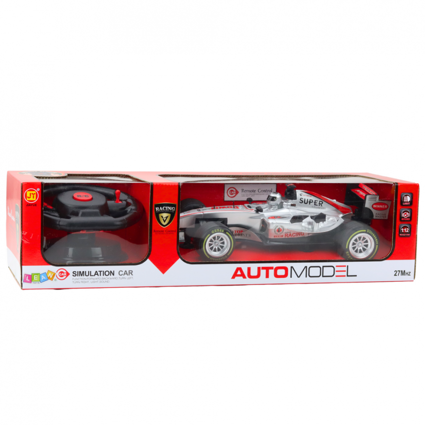 Lean Toys Remote Control RC Racing Car Steering Lights and Sounds 1:12 Silver – 5