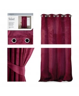 Ööriie rõngastega AmeliaHome VELVET 140X270 cm, 1 tk, värv: veinipunane