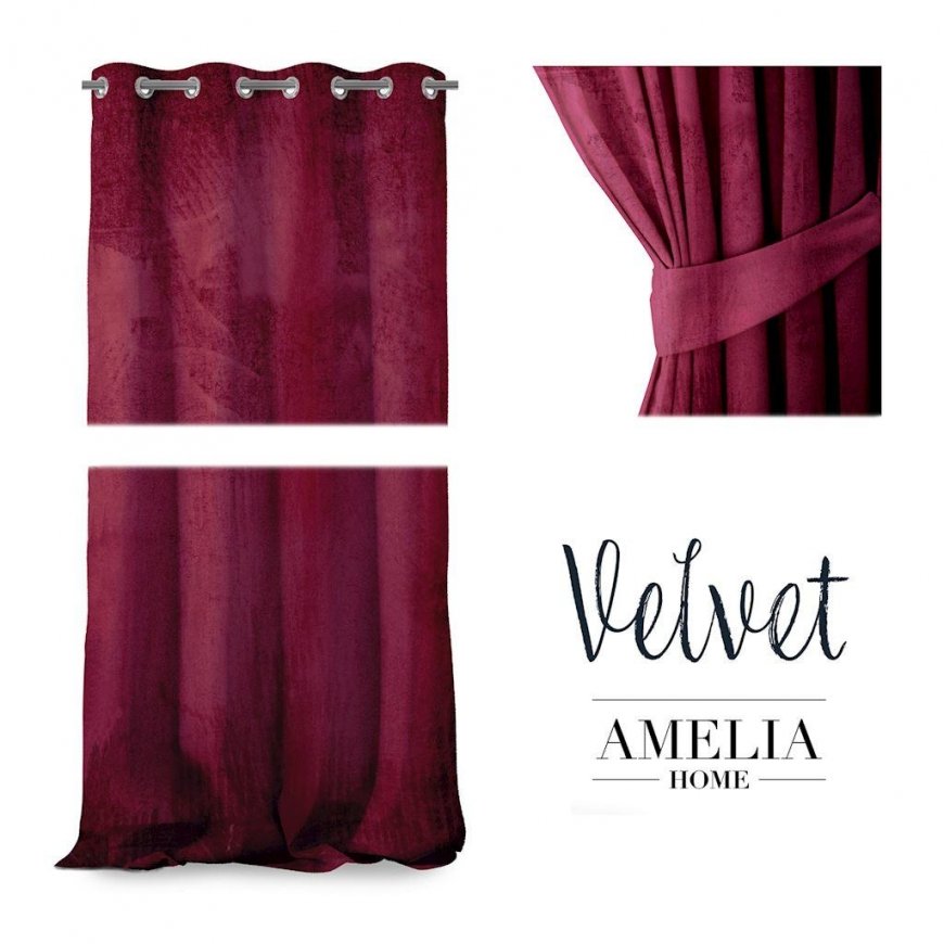 Night curtain with rings AmeliaHome VELVET 140X270 cm, 1 pc., color: wine – 5