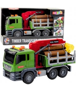 Lean Toys Sunkvežimis Medienos Transportas Kranas Rąstai Mediena Šviesos Garsai