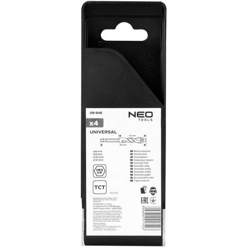 Neo Tools Universal Drill Bit Set HEX 6,8,10,12 mm – 3