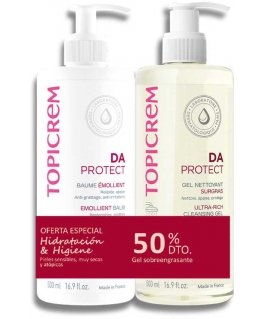 Topicrem DA PROTECT EMOLIENT BALZAMS 500 ML + TĪRĪŠANAS ŽELEJA 500 ML IEPAKOJUMS 2 gab.