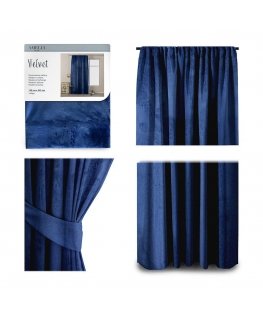 Öö kardin AmeliaHome VELVET 140X245 cm, 1 tk, riba/kinnitus, värv: tume sinine