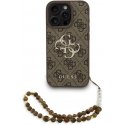 Guess PU 4G Metallilogo-hihnalla varustettu suojakuori Apple iPhone 16 Pro:lle ruskeana Guess PU 4G Metallilogo-hihnalla varustettu suojakuori Apple iPhone 16 Pro:lle ruskeana