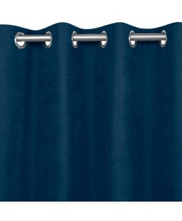 MILANA curtain in indigo color, classic silver, silver color, metal loops, chenille, 280x175 HOMEDE