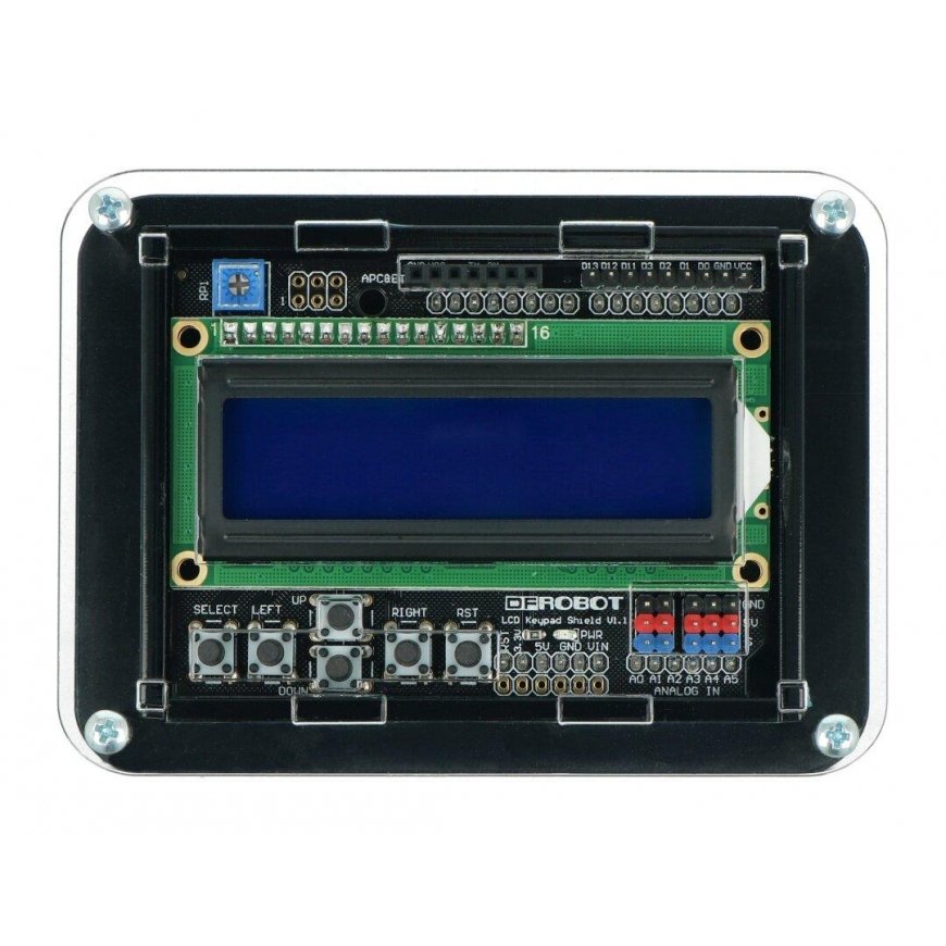 Arduino Uno korpuss ar LCD tastatūras paneli v1.1 - melns un caurspīdīgs – 4