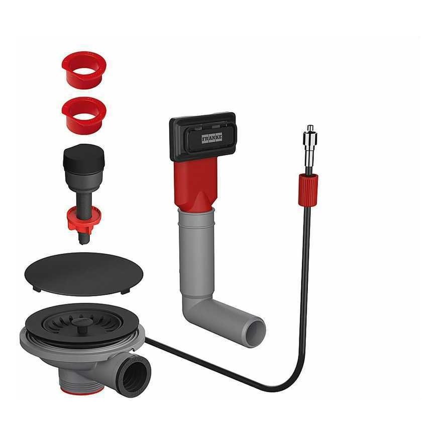 Ventilio accessory set Franke Black, eccentric with elongated overflow cover, matte black