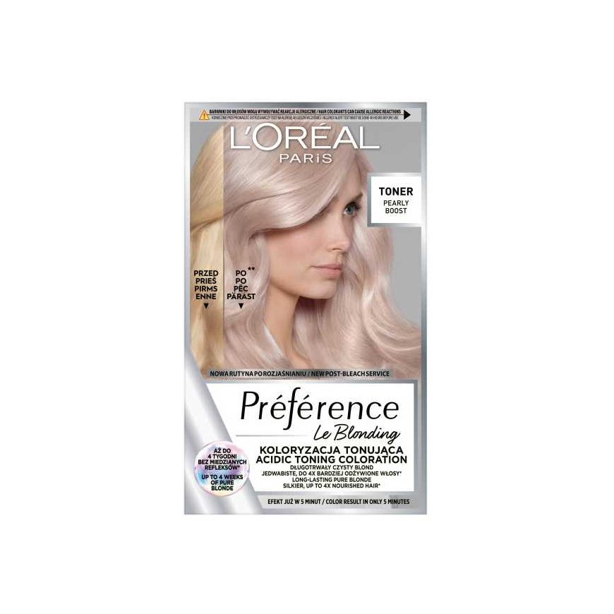 LOREAL Preference Le Blonding dažantis tonikas šviesiems plaukams – Pearly Boost 1 pak. – 2