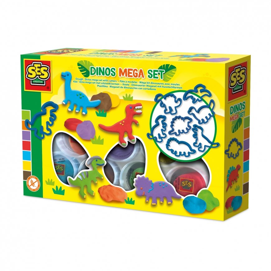SES Creative Dough - Dinos mega set with cutters Формовочное тесто Разноцветный