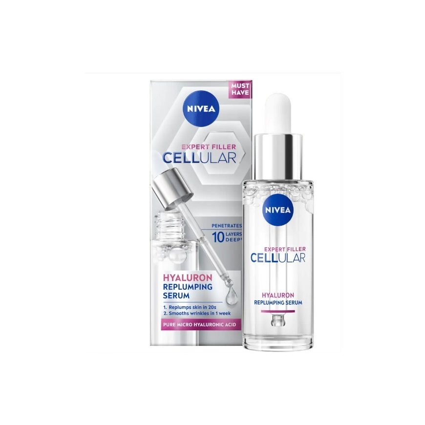 Nivea „Cellular Expert Filler“ (hyaluronihappoa palauttava seerumi) 30 ml – 2