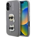 Karl Lagerfeld Grained PU K&CH Heads ümbris Apple iPhone 16 jaoks halli värvi Karl Lagerfeld Grained PU K&CH Heads ümbris Apple iPhone 16 jaoks halli värvi