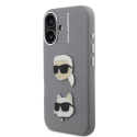 Karl Lagerfeld Grained PU K&CH Heads dėklas skirtas Apple iPhone 16 pilkos spalvos Karl Lagerfeld Grained PU K&CH Heads dėklas skirtas Apple iPhone 16 pilkos spalvos