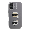 Karl Lagerfeld Grained PU K&CH Heads ümbris Apple iPhone 16 jaoks halli värvi Karl Lagerfeld Grained PU K&CH Heads ümbris Apple iPhone 16 jaoks halli värvi