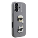 Karl Lagerfeld Grained PU K&CH Heads -kotelo Apple iPhone 16:lle harmaassa värissä Karl Lagerfeld Grained PU K&CH Heads -kotelo Apple iPhone 16:lle harmaassa värissä