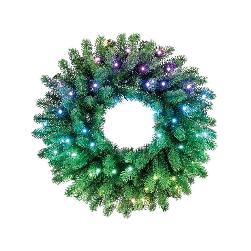 Twinkly išankstinio apšvietimo vainikas - 50 RGB LED, Regal, 60 cm, žalias laidas