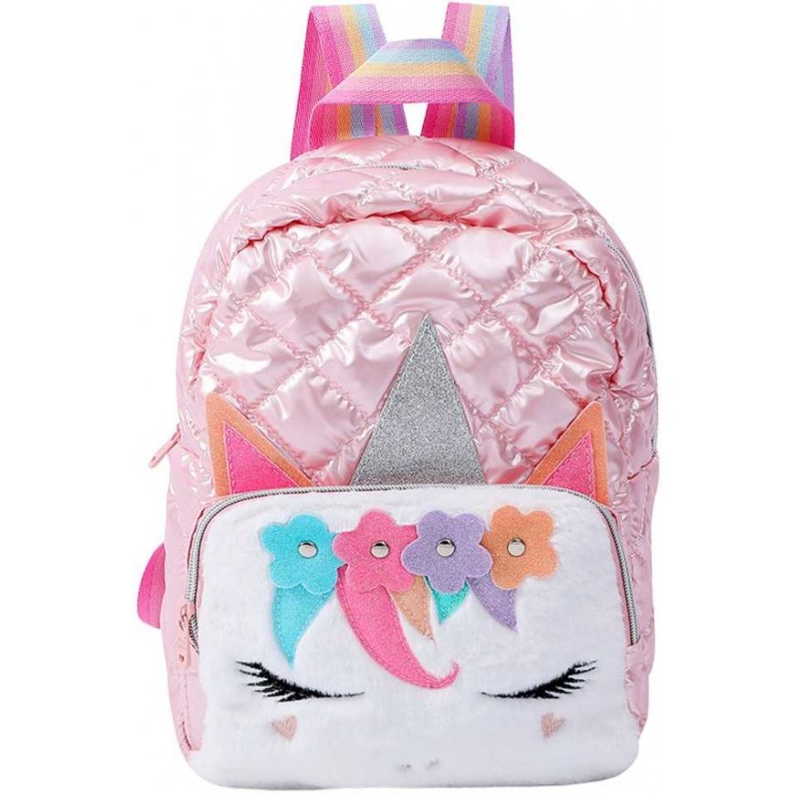 Lean Liesos Backpack for Kids School Quilted Unicorn Pink 32cm – 4