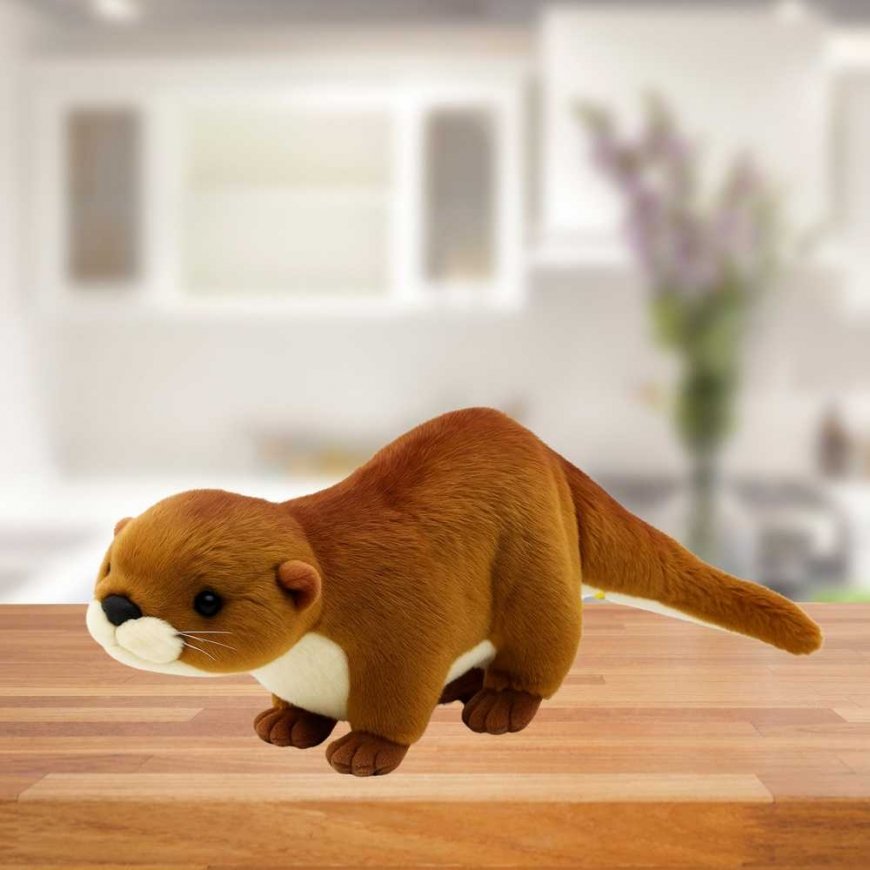 Lean Toys Pliušinis žaislas-talismanas, minkštas, Ūdra, baltas, rudas, 50 cm – 2