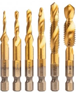 Neo Tools HSS TiN sriegimo gräžimise komplekt, M3 - M10, Hex, 6 tk.