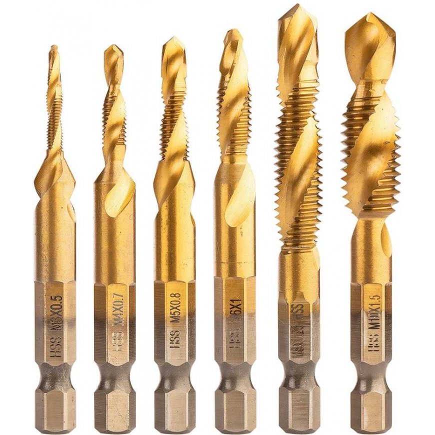 Neo Tools HSS TiN sriegimo gräžimise komplekt, M3 - M10, Hex, 6 tk.
