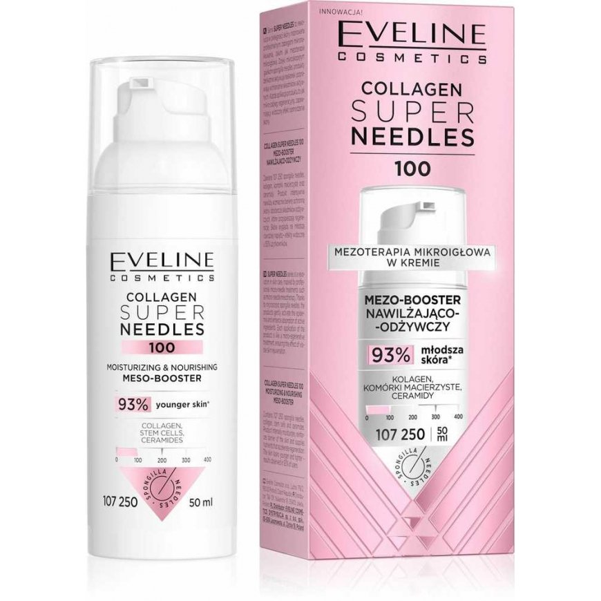 Eveline Cosmetics „Collagen Super Needles 100“ mezo-stiprintuvas, mitrinošs un barojošs, 50 ml – 2