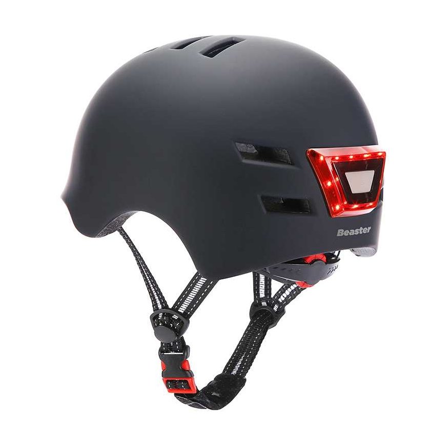 Beaster Scooter Helmet Beaster BS02HBM, Size M, Black, with LED lights – 2