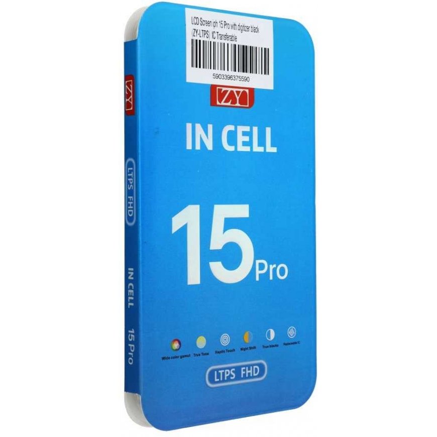 Oem „iPhone 15 Pro“ ekraan musta puutetundliku ekraaniga (ZY-LTPS) IC on edastatav