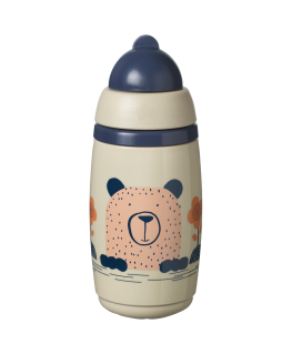 TOMMEE TIPPEE pudele - termoss ar salmiņu INSULATED STRAW 266ml, 12m+, Pelēks, 447824