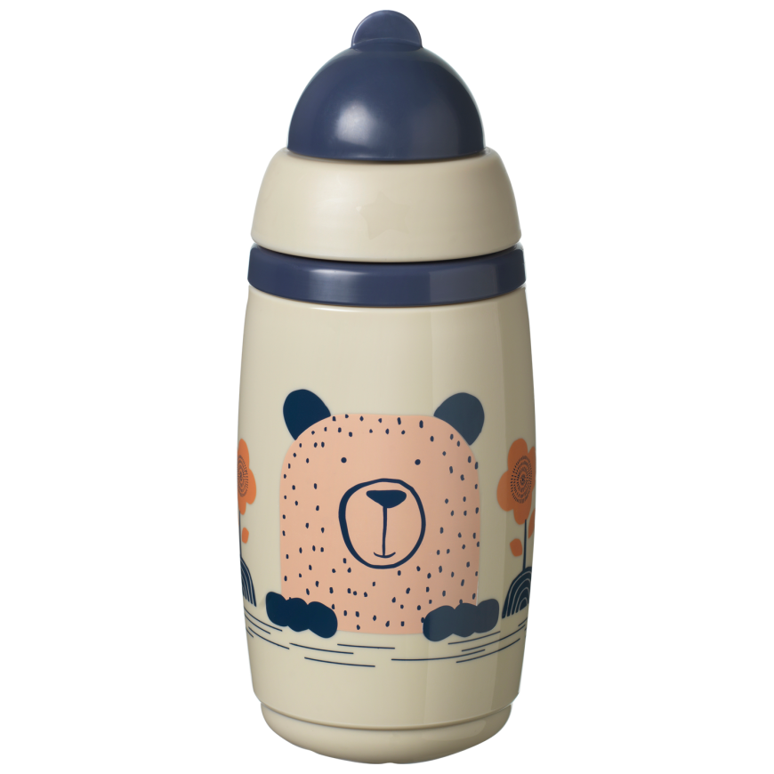 TOMMEE TIPPEE поилка - термос с трубочкой INSULATED STRAW 266мл, 12м+, Серый, 447824