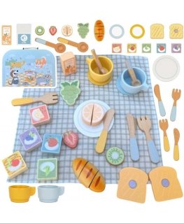 Tooky Toys TOOKY TOY piknikukomplekt, lõigatavad puuviljad, hommikusöögikomplekt