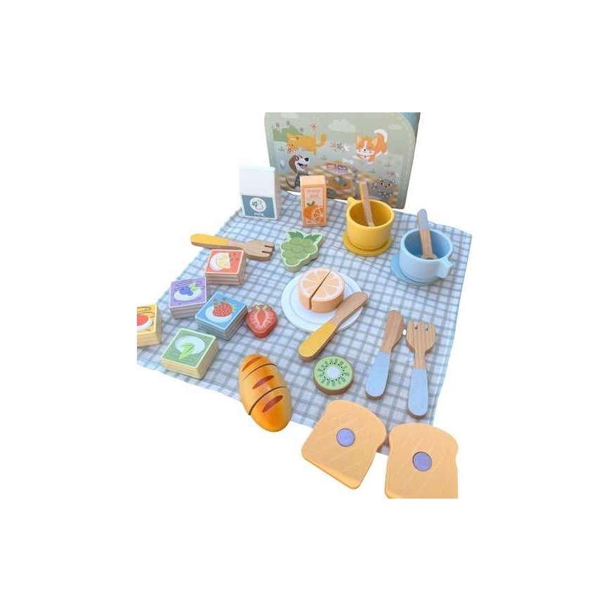 Tooky Toys TOOKY TOY pikniksetti, leikattavat hedelmät, aamiaissetti – 2