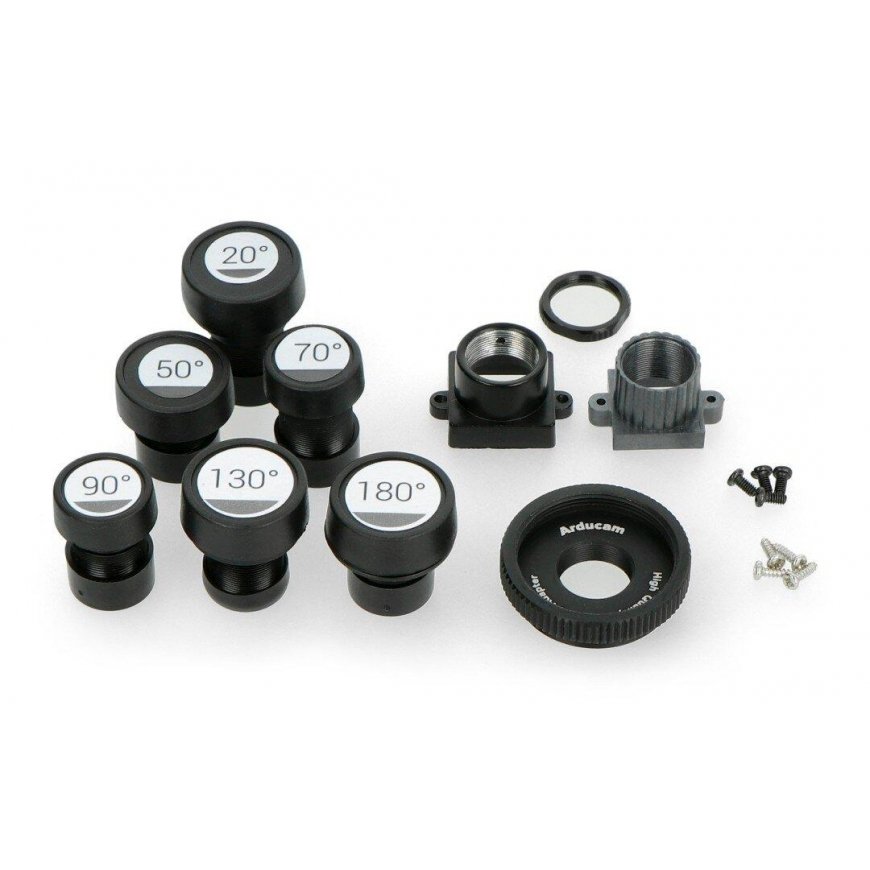 M12 1.56-25mm objektiivisarja Raspberry-kameralle + CS- ja C-CS-adapteri, x6, ArduCam LK003