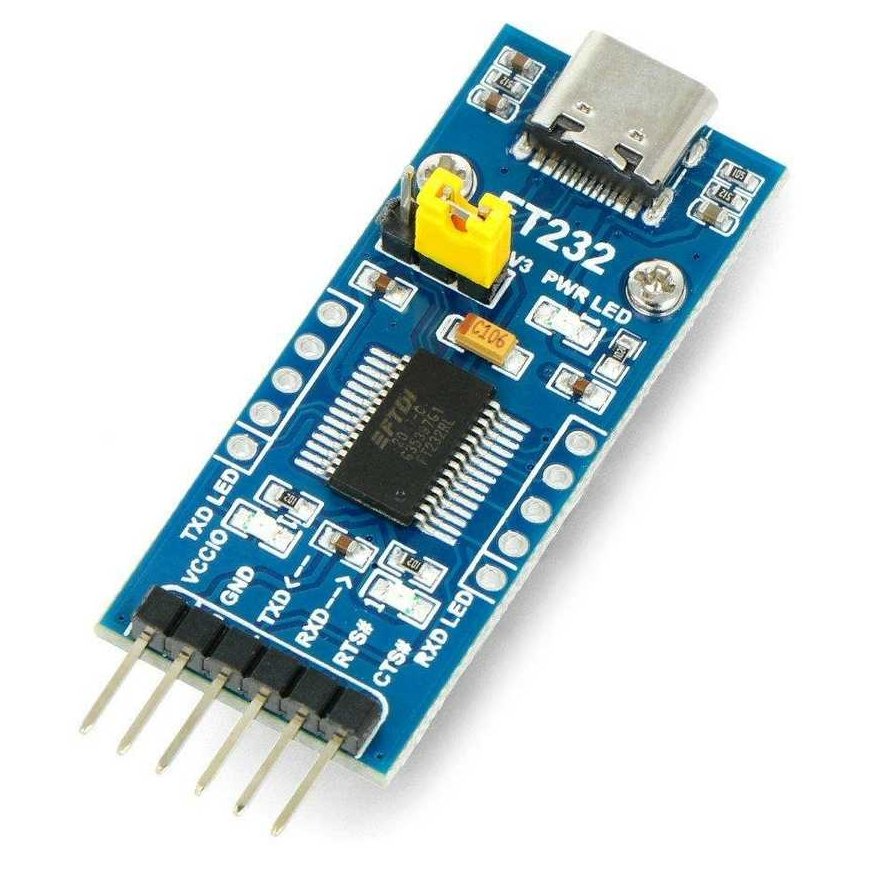 USB-UART TTL konverter FT232 - USB tüüp C pesa - Waveshare 20646