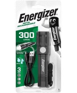 Energizer metalinis rankinis įkraunamas žibintuvėlis 300lm, 1x 18650 IPX4