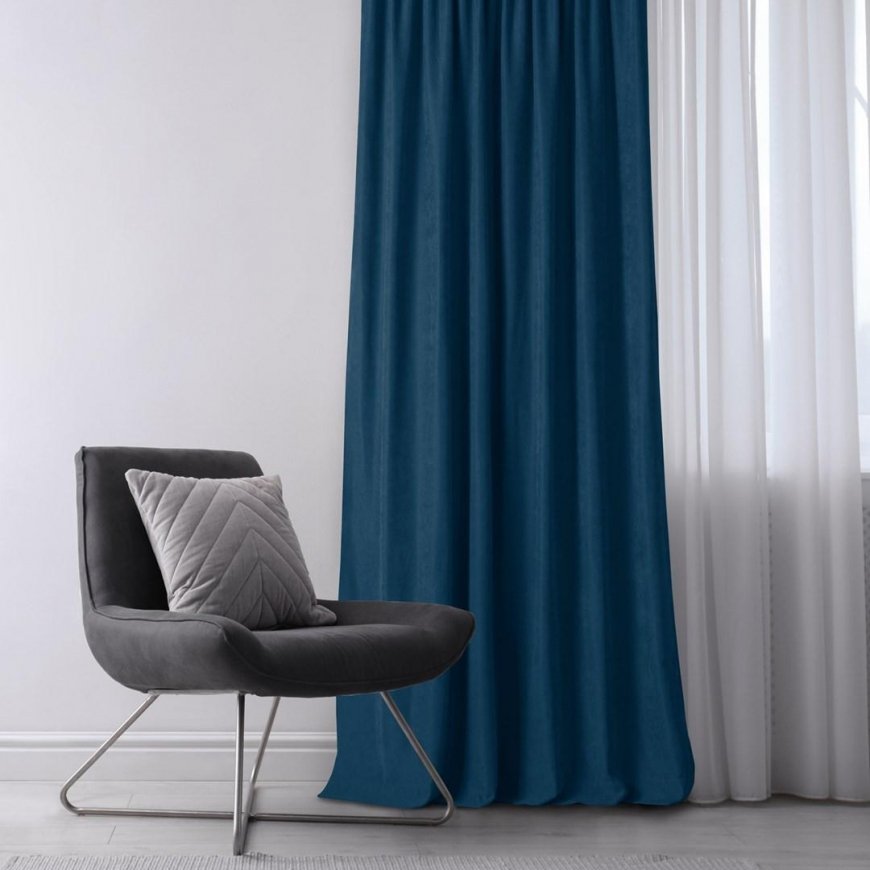 Aizkars MILANA indigo krāsā, klasiskā zelta krāsā, metāla cilpas, šenila, 420x175 HOMEDE – 4