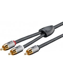 Goobay 65301 garso kabelis 3 m 2 x RCA RCA Juoda, Sidabras