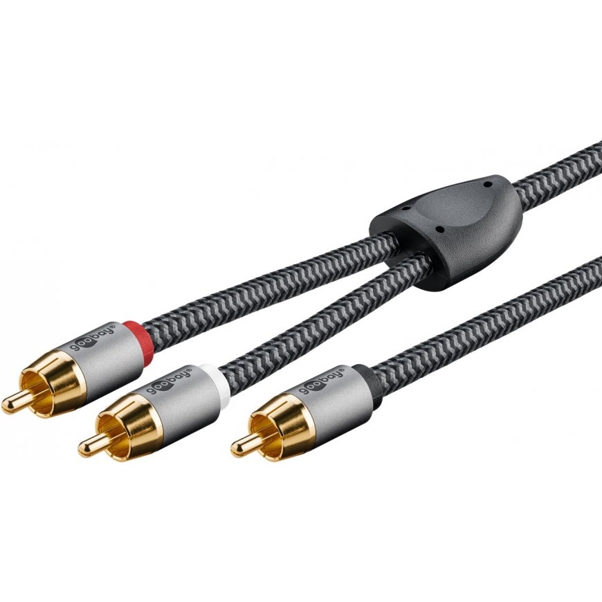 Goobay 65301 audiokaabel 3 m 2 x RCA RCA Must, Hõbe