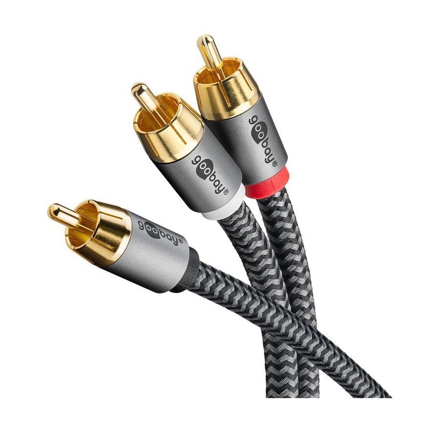 Goobay 65301 audio cable 3 m 2 x RCA RCA Black, Silver – 2