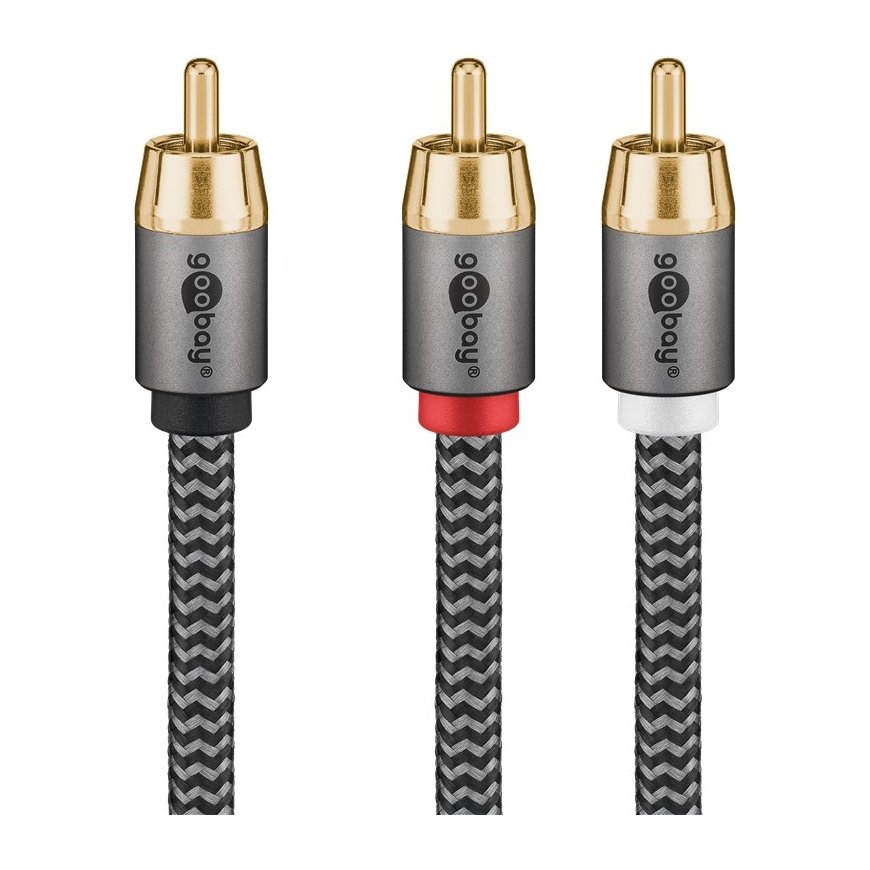 Goobay 65301 audio cable 3 m 2 x RCA RCA Black, Silver – 3