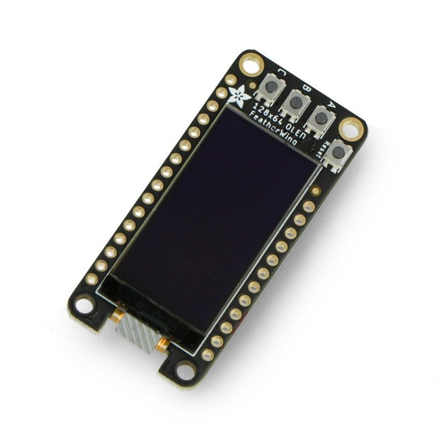 FeatherWing OLED display 128x64 px, Feather accessory, STEMMA QT / Qwiic, Adafruit 4650