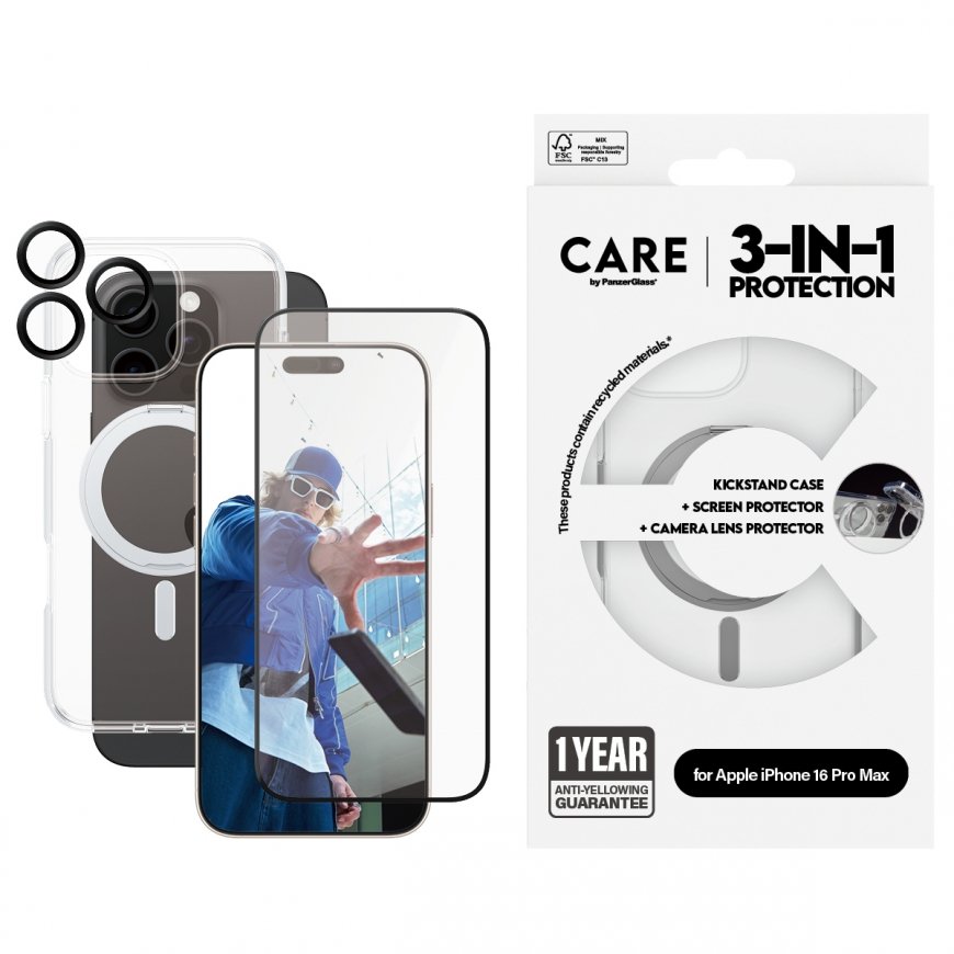 PanzerGlass CARE by ® Feature 3-in-1 Ceramic Bundle iPhone 16 Pro Max Skaidri ekrano apsauga Apple 1 – 2