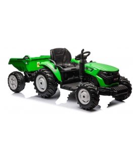 Lean Cars HC-306 Aku toitega traktor koos haagise tuledega Roheline 24V