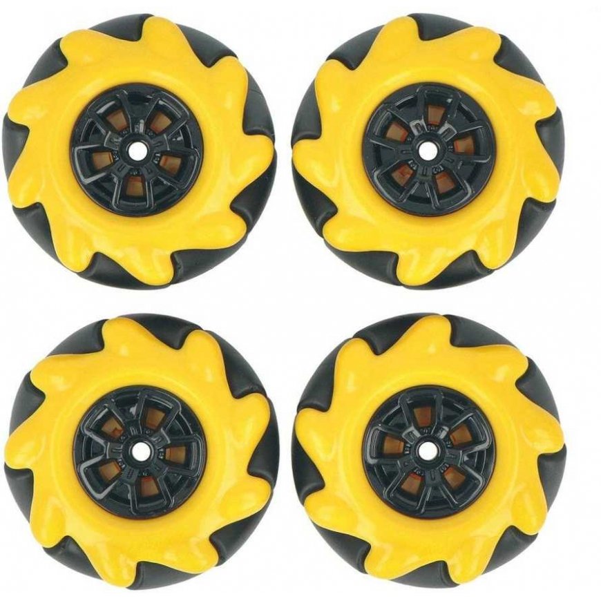 Mecanum wheel set, 48mm, x4, black/yellow with rollers, DFRobot FIT0662-1 – 2