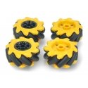 Mecanum wheel set, 48mm, x4, black/yellow with rollers, DFRobot FIT0662-1 Mecanum wheel set, 48mm, x4, black/yellow with rollers, DFRobot FIT0662-1