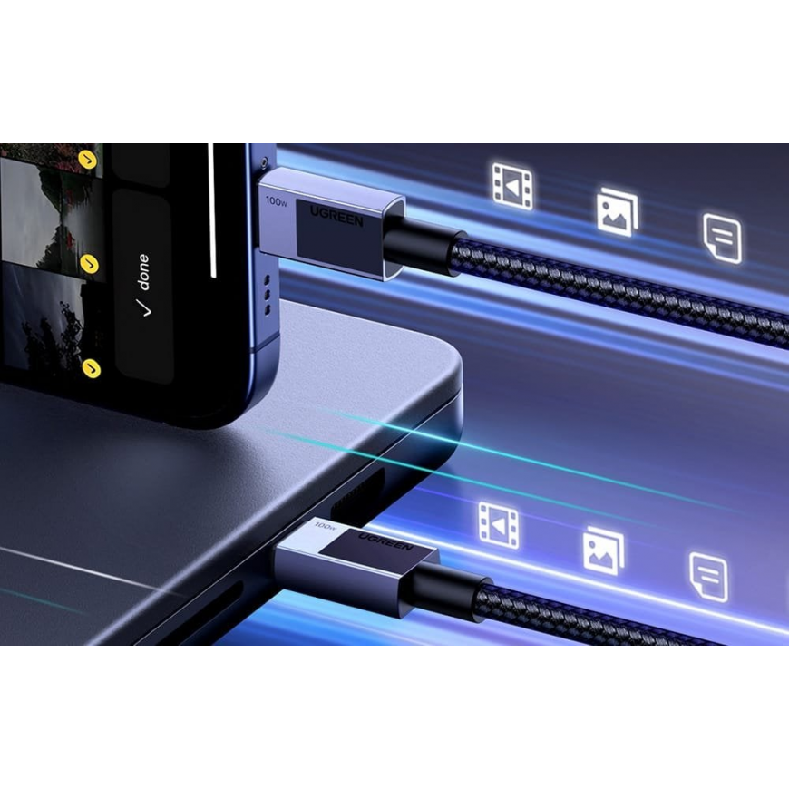 Ugreen ML USB uzlādes kabelis USB-C uz USB-C PD L512 (pelēks), 3 m – 5