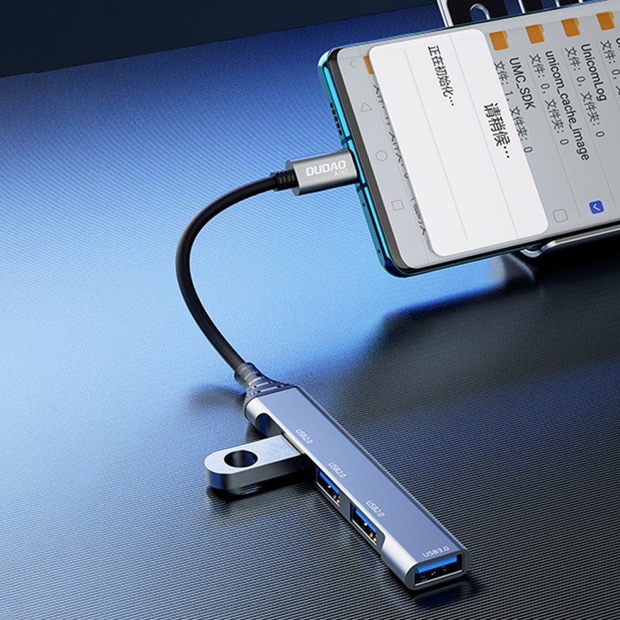 DUDAO A16T 4-in-4 USB-C Hub Проводная USB 3.2 Gen 1 (3.1 Gen 1) Type-C Серый – 3